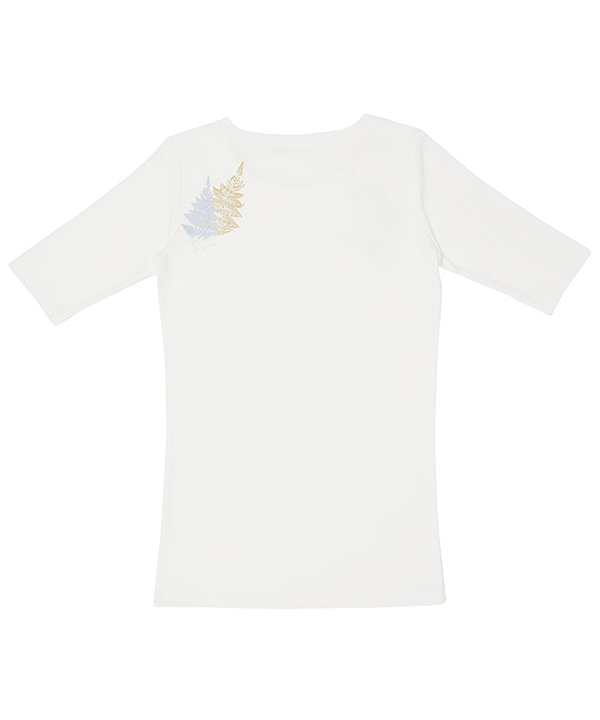 レザーファンTシャツ5分袖 WHITE M