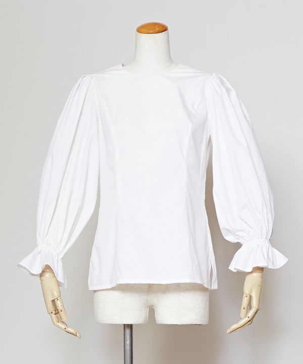 バルーンスリーブブラウス WHITE M