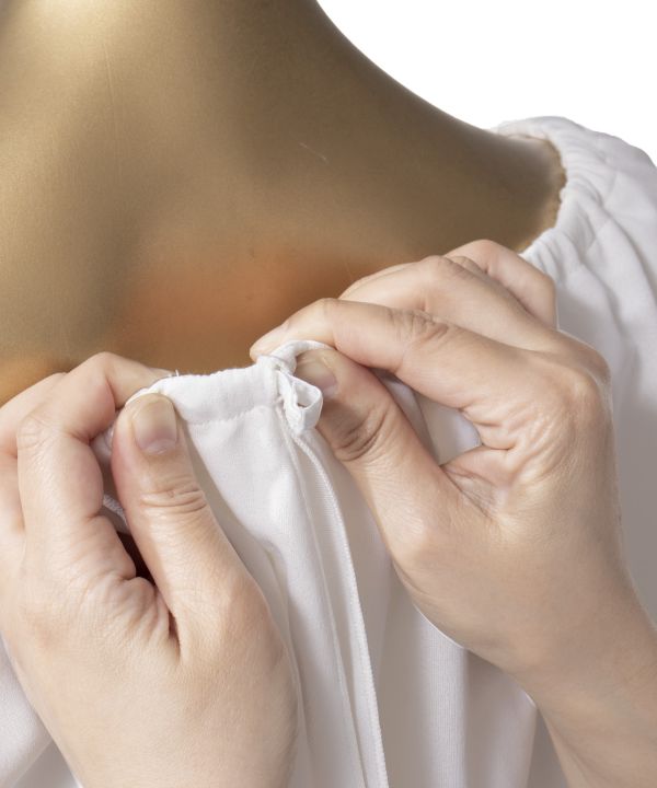 ワイドフリルシャーリングブラウス（長袖） DK BROWN L