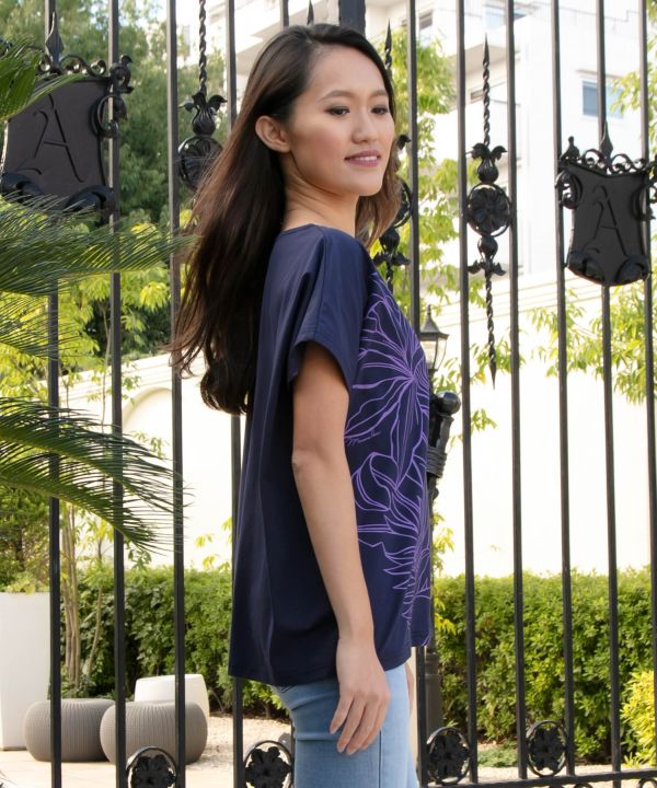 クールタッチラインリーフＴＯＰ NAVY -