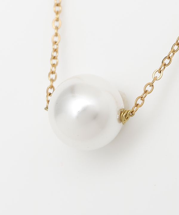 １粒パールチェーンネックレス WHITE -