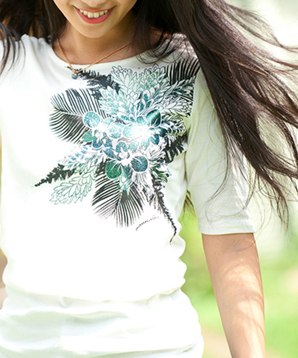 デンファストレッチTシャツ5分袖 WHITE M