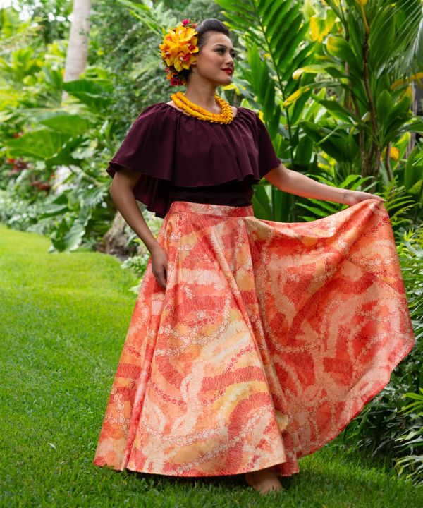 ワイドフリルシャーリングブラウス BLUE L