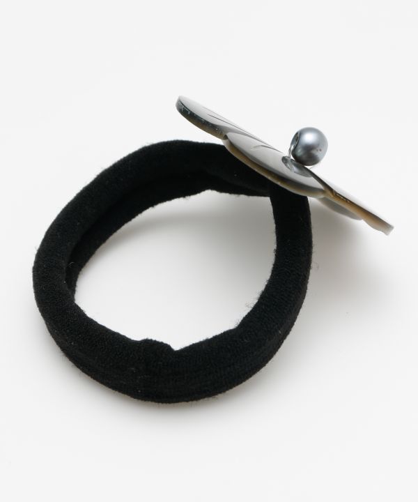 ハイビスカスシェルヘアゴム BLACK -