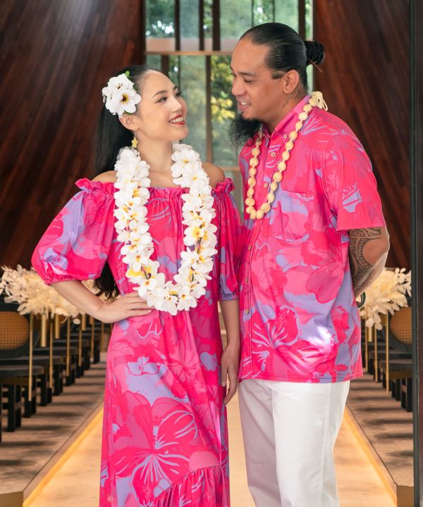 プアアロアロボリュームスリーブドレス PINK M