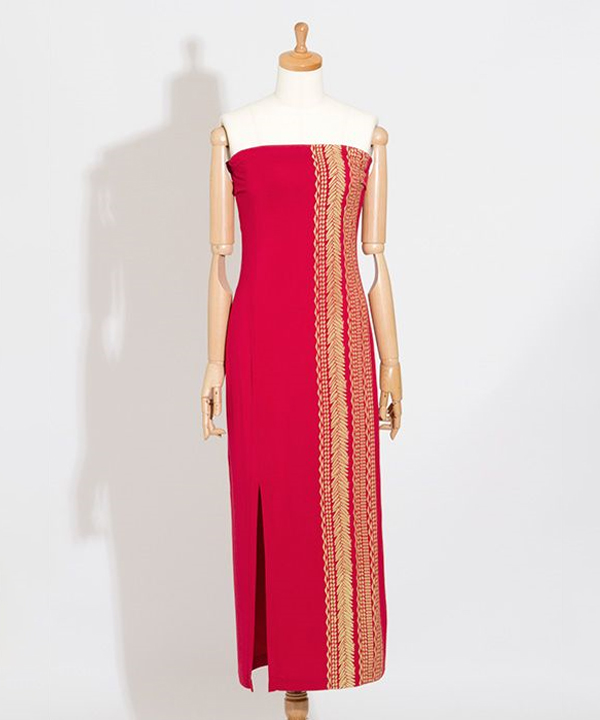 タパ ケープ&タイトワンピース RED M