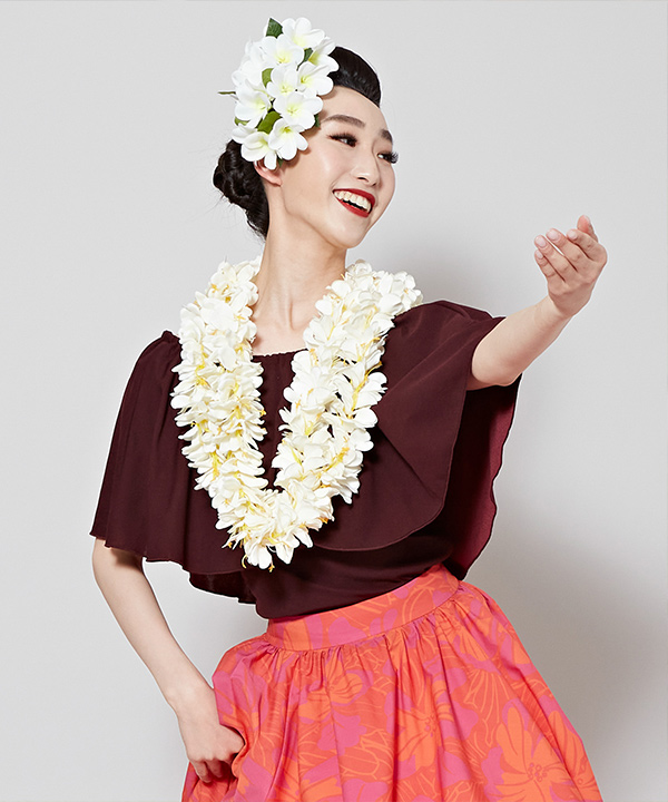 ワイドフリルシャーリングブラウス DK BROWN L