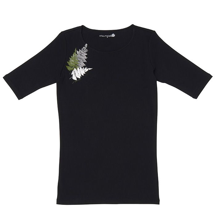 レザーファンTシャツ5分袖 BLACK 3L