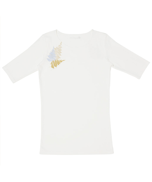 レザーファンTシャツ5分袖 WHITE M