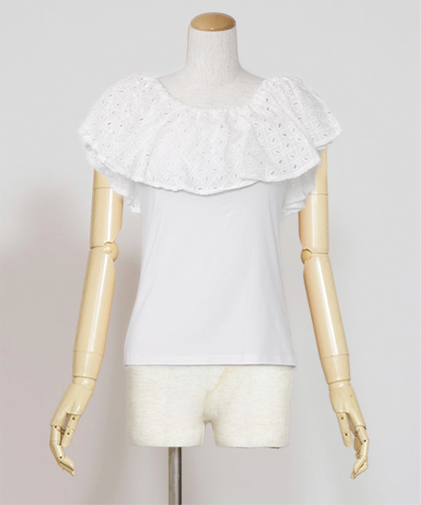 フレンチフリルTOP WHITE L