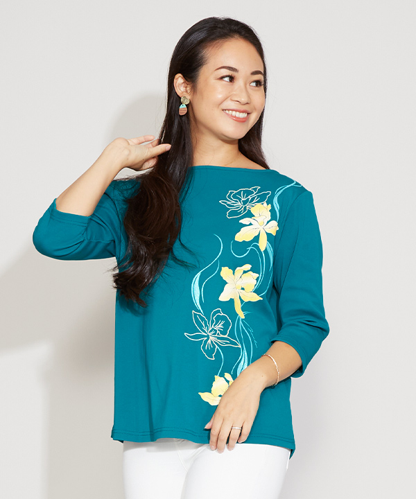 クイーンカトレアTシャツ(7分袖) PEACOCK M