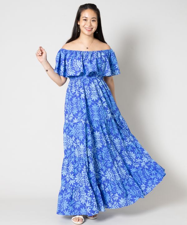 フリルカラーＷＡＹワンピース QUILT BLUE -