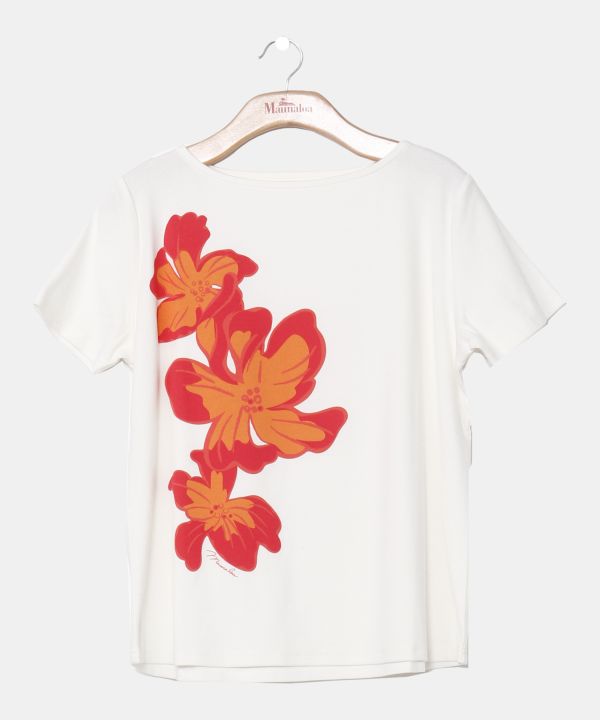 ハイビスカスＴシャツ(半袖) OFF WHITE XL