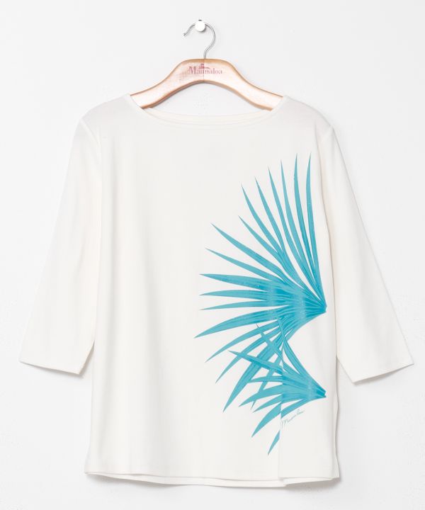 パームリーフTシャツ(7分袖) OFF WHITE XL