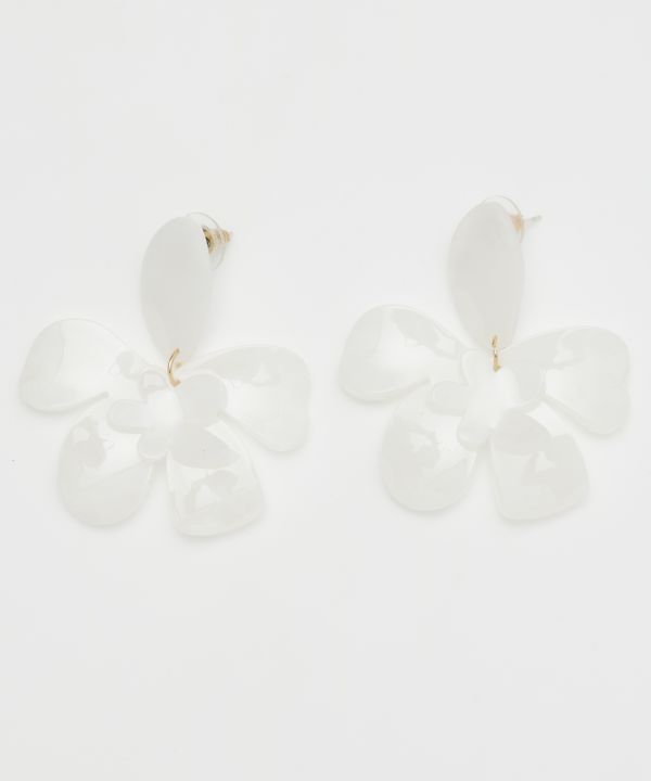 アセチフラワーピアス IVORY -