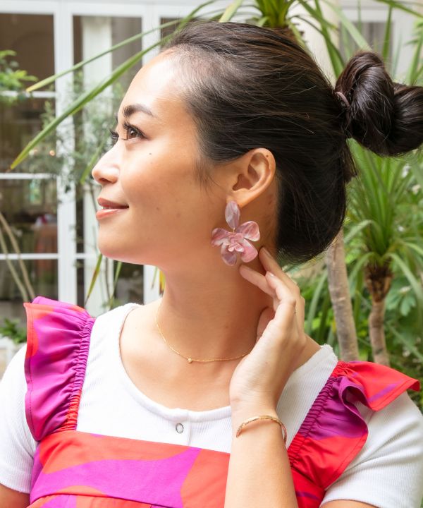 アセチフラワーピアス PINK -