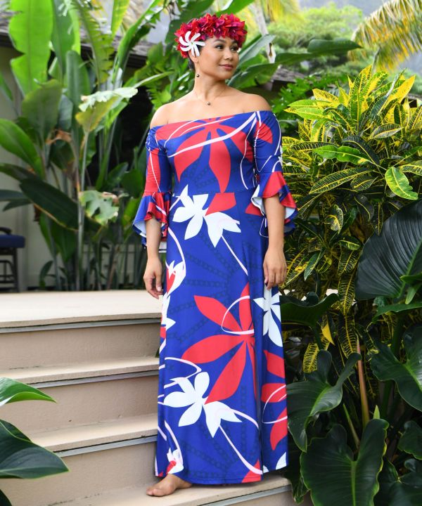 ティアレトアベルスリーブドレス NAVY L