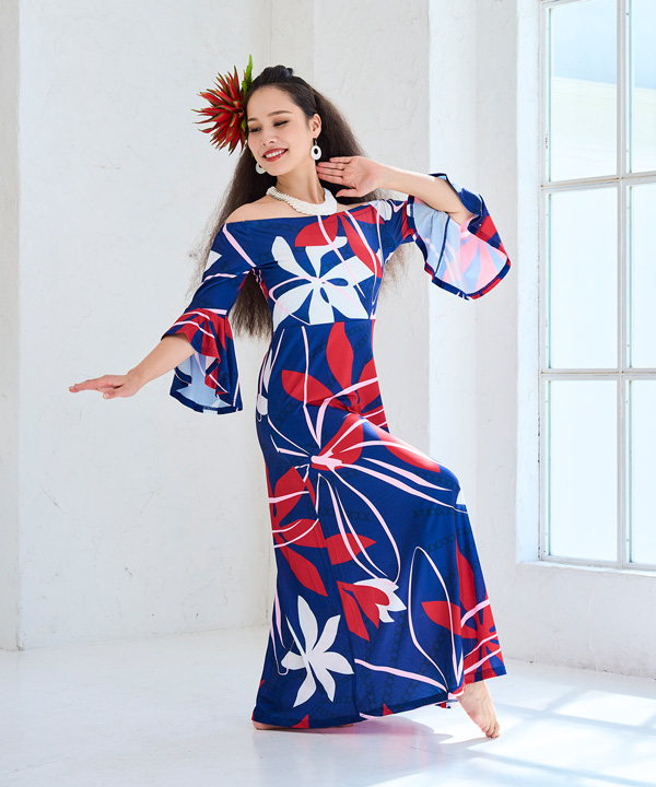 ティアレトアベルスリーブドレス NAVY L