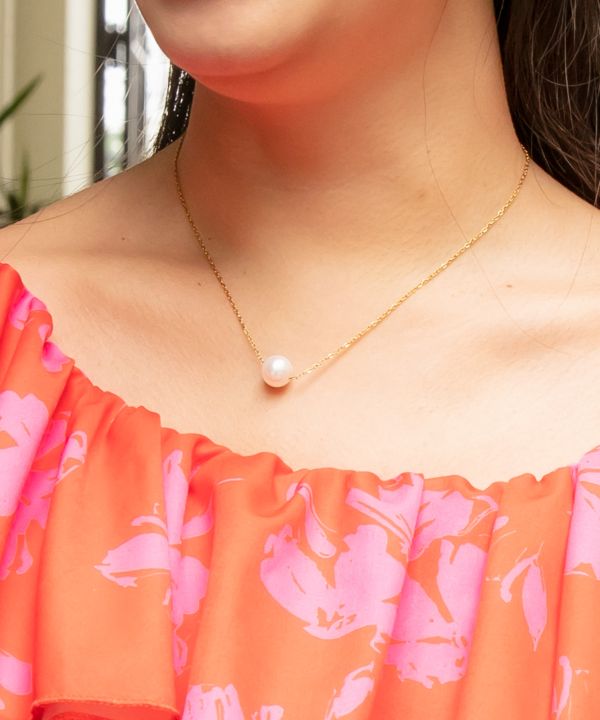 １粒パールチェーンネックレス WHITE -