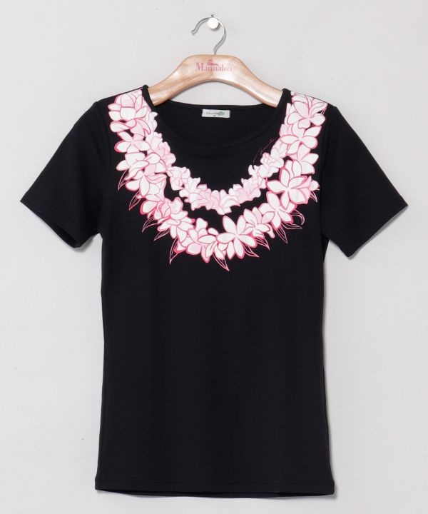 プルメリアレイＴシャツ(半袖) BLACK L