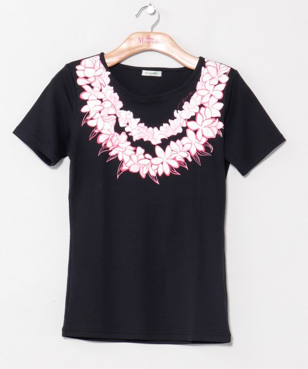 プルメリアレイＴシャツ(半袖) BLACK M