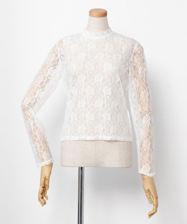 ハイネックレースブラウス
