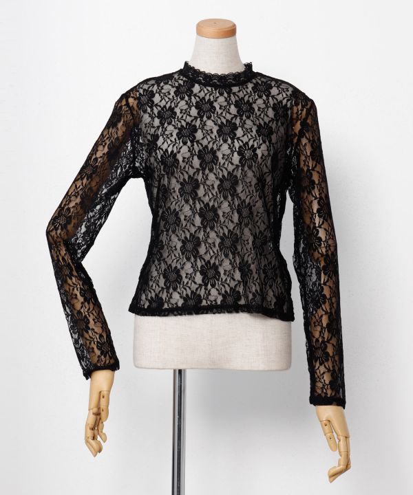 ハイネックレースブラウス