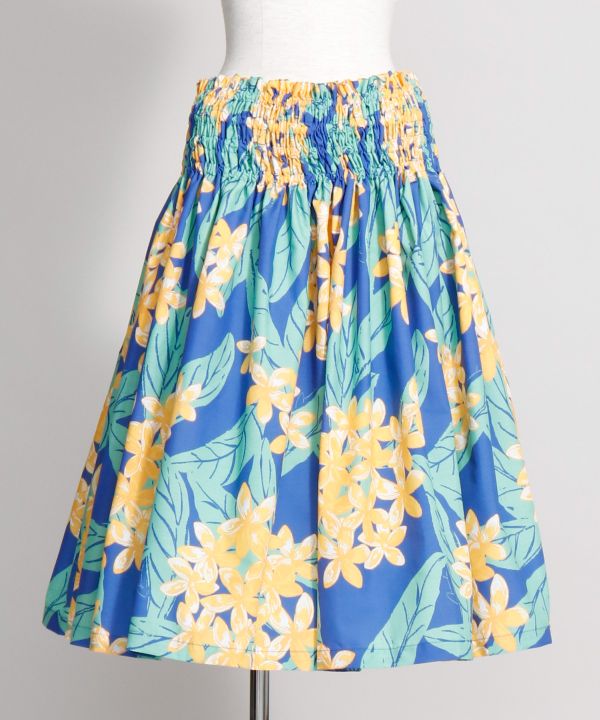 【既製品】シングルパウ　73CM丈　ブルー系 / プルメリアブーケ