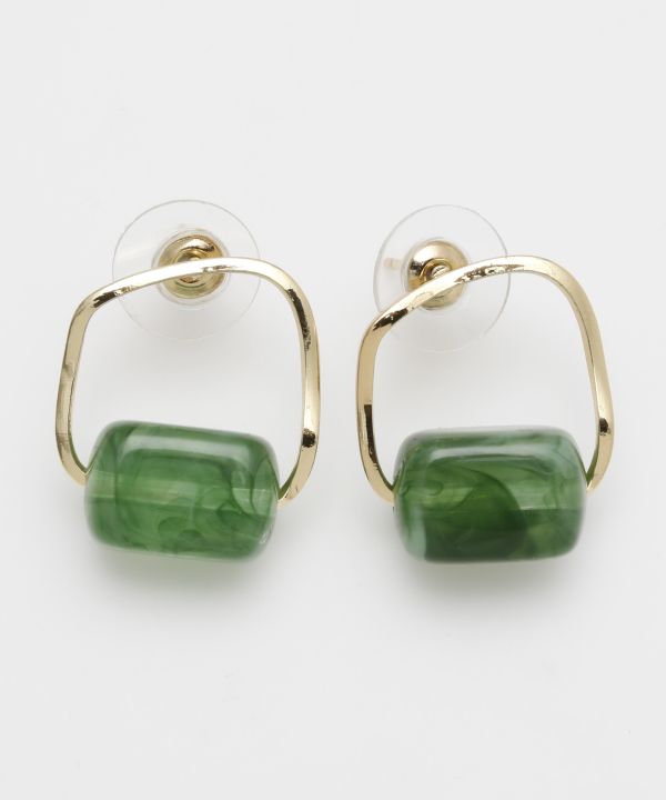 スクエアビーズピアス