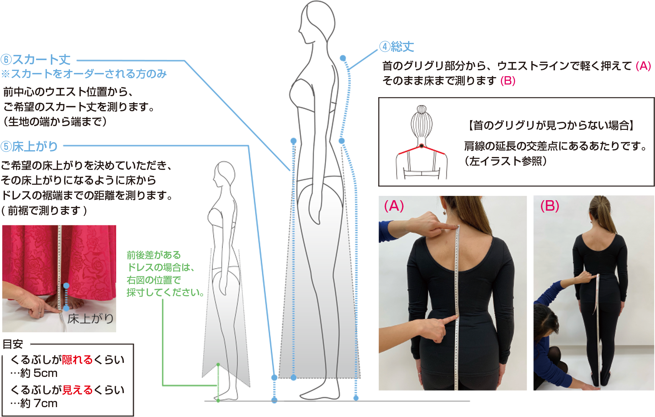 ドレス・スカート丈の採寸方法